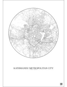 Affiche Kathmandu Metropolitan City – Poster carte de ville 10km | Gravura – Fond clair 2