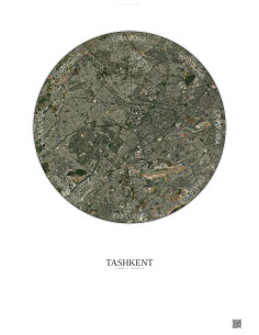 Tashkent Satellite View Poster 10km Color | Gravura – Light background