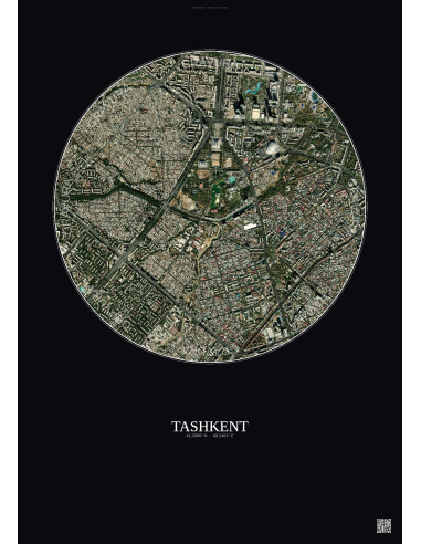 Tashkent Satellite View Poster 2.5km Color | Gravura – Dark background