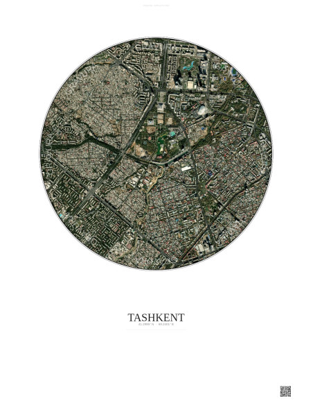Affiche Tashkent – Poster vue satellite 2.5km Couleur | Gravura – Fond clair