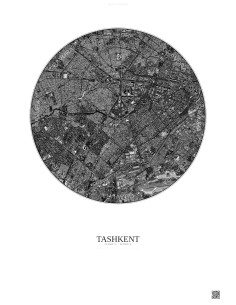 Tashkent Satellite View Poster 6km B&W | Gravura – Light background