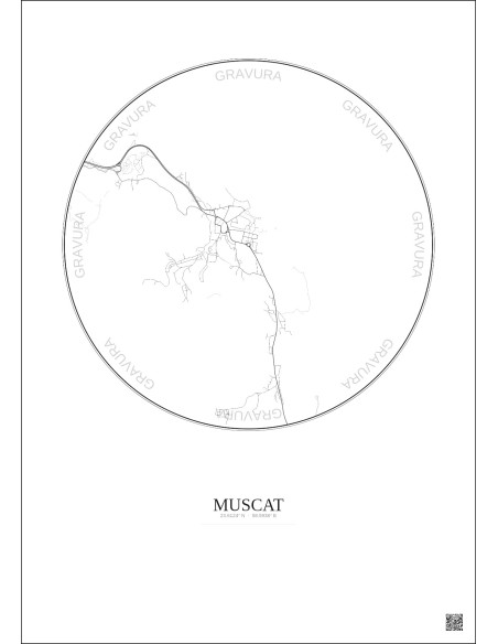 Muscat City Map Poster 2.5km | Gravura – Light background