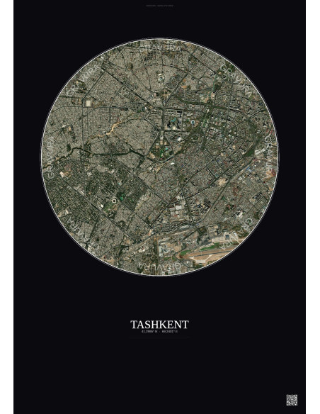 Tashkent Satellite View Poster 6km Color | Gravura – Dark background