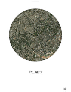 Affiche Tashkent – Poster vue satellite 6km Couleur | Gravura – Fond clair