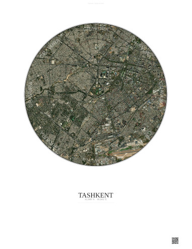 Tashkent Satellite View Poster 6km Color | Gravura – Light background