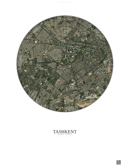 Tashkent Satellite View Poster 6km Color | Gravura – Light background