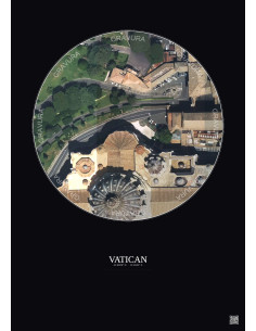 Affiche Vatican – Poster vue satellite 0.1km Couleur | Gravura – Fond foncé