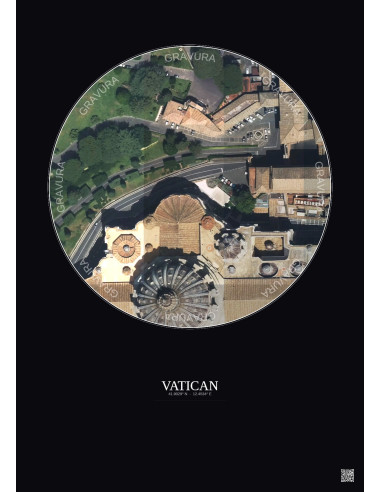 Affiche Vatican – Poster vue satellite 0.1km Couleur | Gravura – Fond foncé