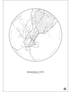 Affiche Panama City – Poster carte de ville 6km | Gravura – Fond clair 2