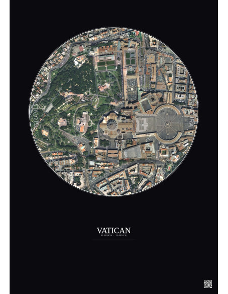 Vatican Satellite View Poster 0.5km Color | Gravura – Dark background