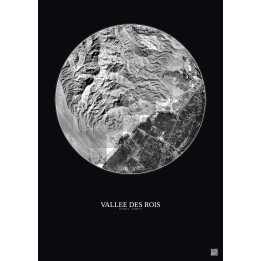 Affiche Vallee Des Rois – Poster vue satellite 5km N&B | Gravura – Fond foncé
