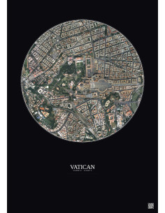Affiche Vatican – Poster vue satellite 1km Couleur | Gravura – Fond foncé