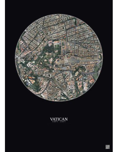 Affiche Vatican – Poster vue satellite 1km Couleur | Gravura – Fond foncé