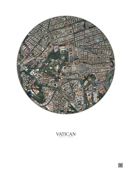 Vatican Satellite View Poster 1km Color | Gravura – Light background