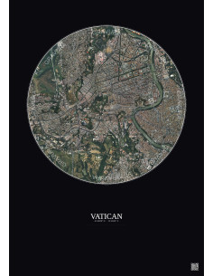 Affiche Vatican – Poster vue satellite 2.5km Couleur | Gravura – Fond foncé