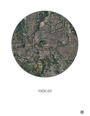 Affiche Vatican – Poster vue satellite 2.5km Couleur | Gravura – Fond clair
