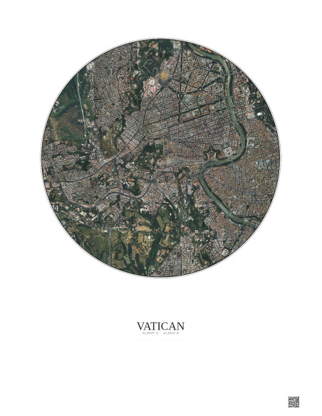 Affiche Vatican – Poster vue satellite 2.5km Couleur | Gravura – Fond clair