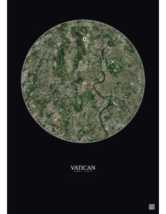 Affiche Vatican – Poster vue satellite 5km Couleur | Gravura – Fond foncé