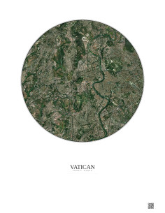 Affiche Vatican – Poster vue satellite 5km Couleur | Gravura – Fond clair