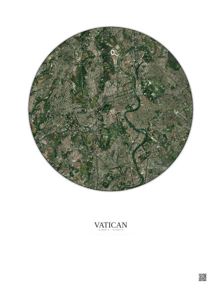 Affiche Vatican – Poster vue satellite 5km Couleur | Gravura – Fond clair