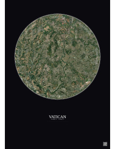 Affiche Vatican – Poster vue satellite 10km Couleur | Gravura – Fond foncé