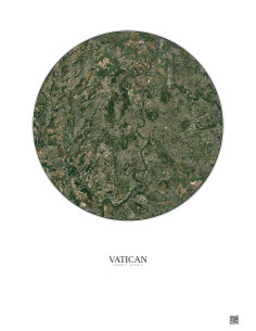 Affiche Vatican – Poster vue satellite 10km Couleur | Gravura – Fond clair