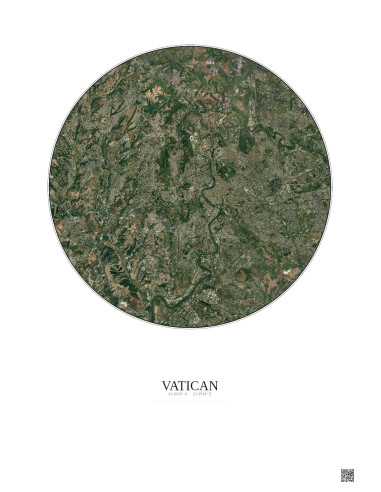 Affiche Vatican – Poster vue satellite 10km Couleur | Gravura – Fond clair