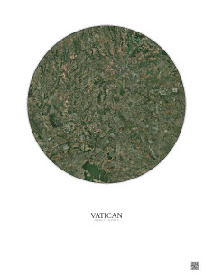 Vatican Satellite View Poster 20km Color | Gravura – Light background