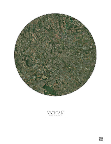 Affiche Vatican – Poster vue satellite 20km Couleur | Gravura – Fond clair