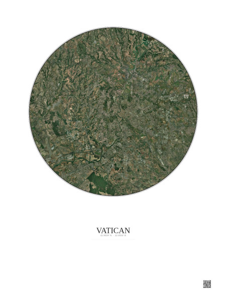 Affiche Vatican – Poster vue satellite 20km Couleur | Gravura – Fond clair