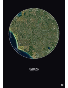 Vatican Satellite View Poster 30km Color | Gravura – Dark background
