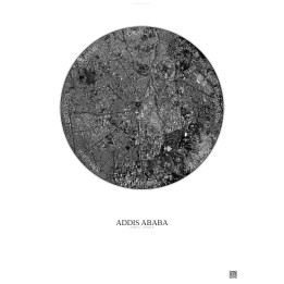 Addis Ababa Satellite View Poster 2.5km B&W | Gravura – Light background