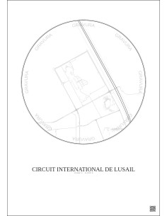 Affiche Circuit International De Lusail – Poster carte de ville 2.5km | Gravura – Fond clair 2