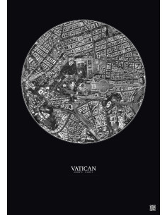 Affiche Vatican – Poster vue satellite 1km N&B | Gravura – Fond foncé