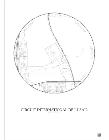 Circuit International De Lusail City Map Poster 5km | Gravura – Light background