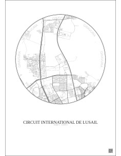 Affiche Circuit International De Lusail – Poster carte de ville 10km | Gravura – Fond clair 2