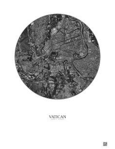 Vatican Satellite View Poster 2.5km B&W | Gravura – Light background