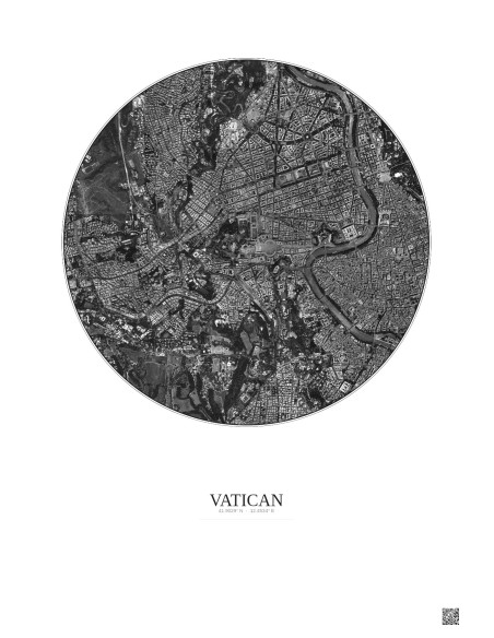 Vatican Satellite View Poster 2.5km B&W | Gravura – Light background