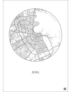 Affiche Doha – Poster carte de ville 10km | Gravura – Fond clair 2