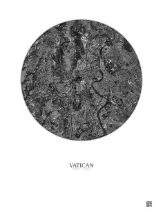 Vatican Satellite View Poster 5km B&W | Gravura – Light background