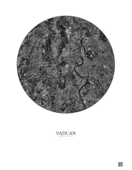 Vatican Satellite View Poster 5km B&W | Gravura – Light background