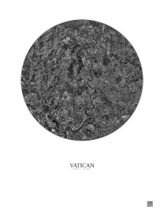 Affiche Vatican – Poster vue satellite 10km N&B | Gravura – Fond clair
