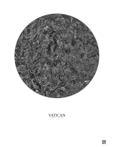 Vatican Satellite View Poster 10km B&W | Gravura – Light background