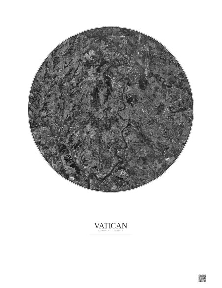 Vatican Satellite View Poster 10km B&W | Gravura – Light background