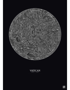 Vatican Satellite View Poster 20km B&W | Gravura – Dark background