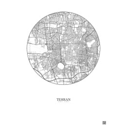 Affiche Tehran – Poster carte de ville 10km | Gravura – Fond clair