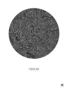 Affiche Vatican – Poster vue satellite 20km N&B | Gravura – Fond clair