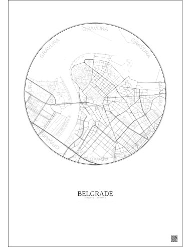 Belgrade City Map Poster 2.5km | Gravura – Light background