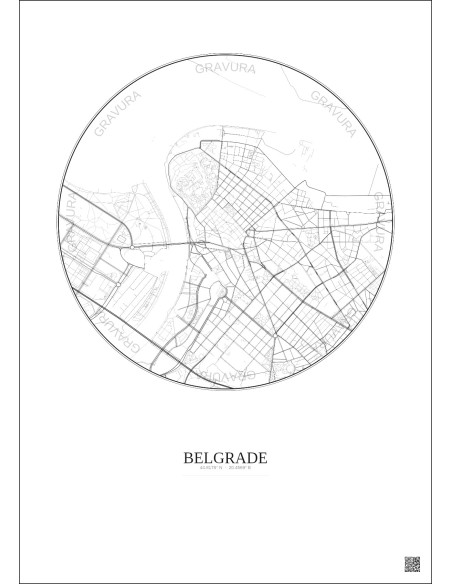 Belgrade City Map Poster 2.5km | Gravura – Light background