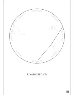 Affiche Riyadh Region – Poster carte de ville 10km | Gravura – Fond clair 2